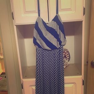 Blue striped high/low dress
